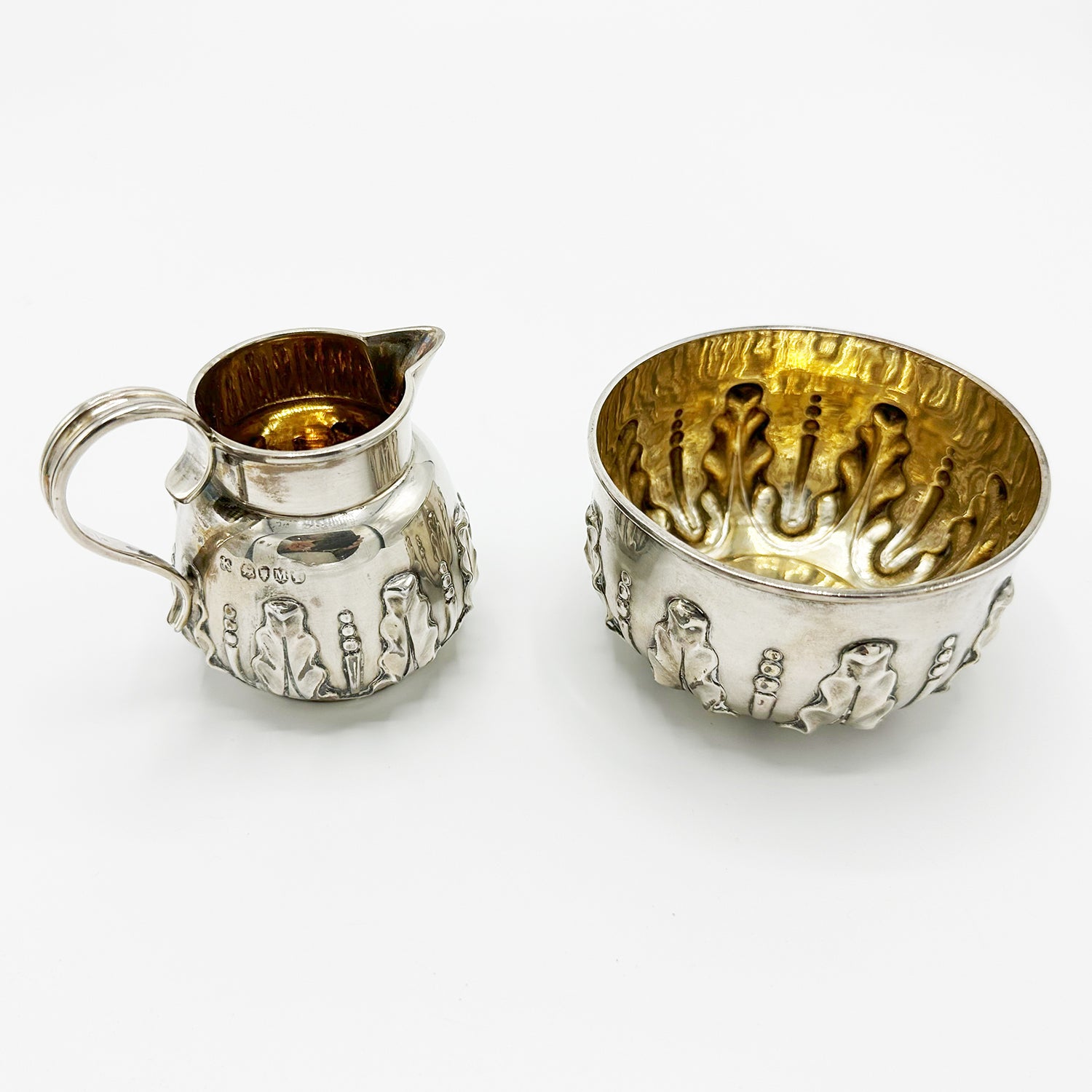Antique Silver Cream and Sugar Set With Original Presentation Box