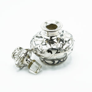 Antique Silver Overlay Perfume Bottle - 5 1/4" Tall