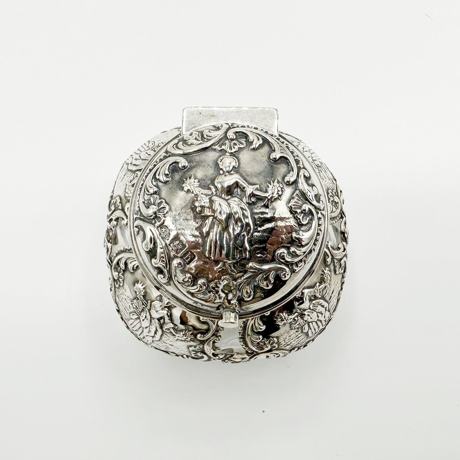 Antique Silver Overlay Perfume Bottle and Top - 5" Tall