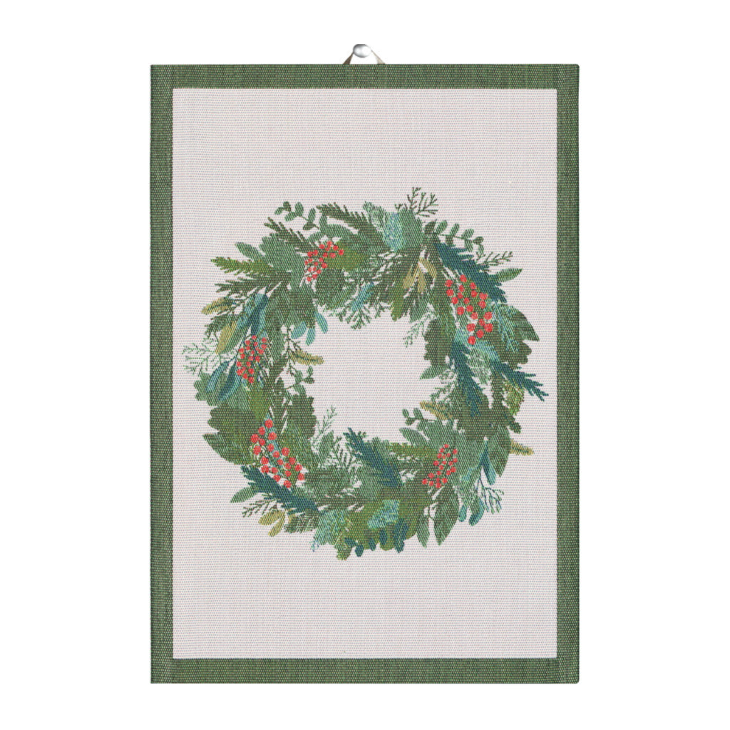 Winter Leaves Organic Cotton Tea Towel